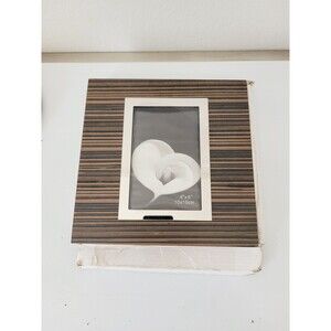 Arte de Casa 4x6 Modern Wood Photo Frame Dark Brown Silver Accent New
